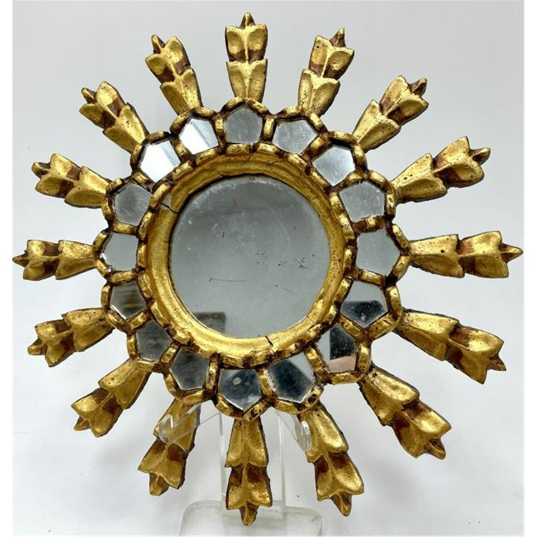 Vintage Star Burst Wood Frame Mirror (1 of 2)