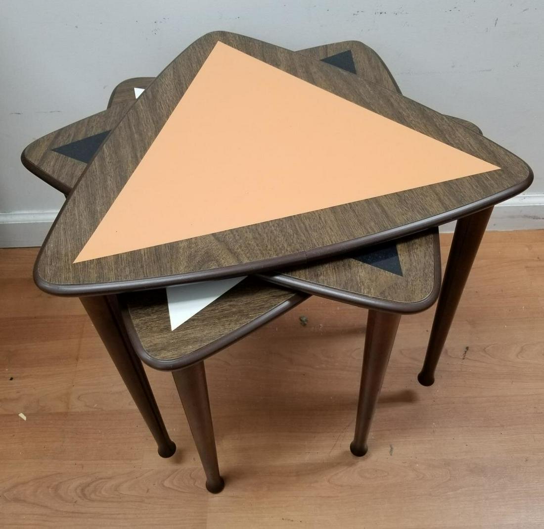 MCM Set of Three Triangular Stacking Tables. (1 of 5)