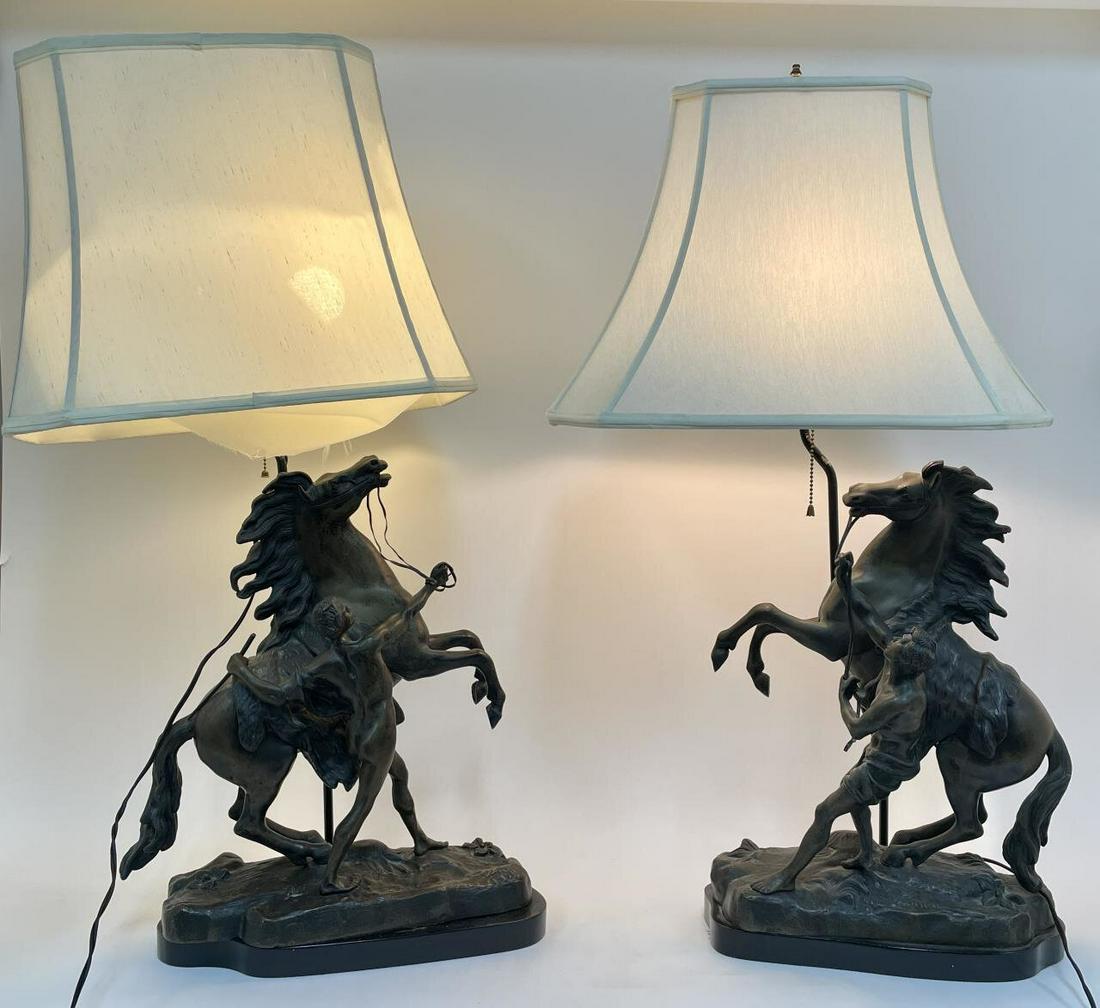Pair of Bronze Horse Lamps After Nicolas Cousteau (1 of 5)