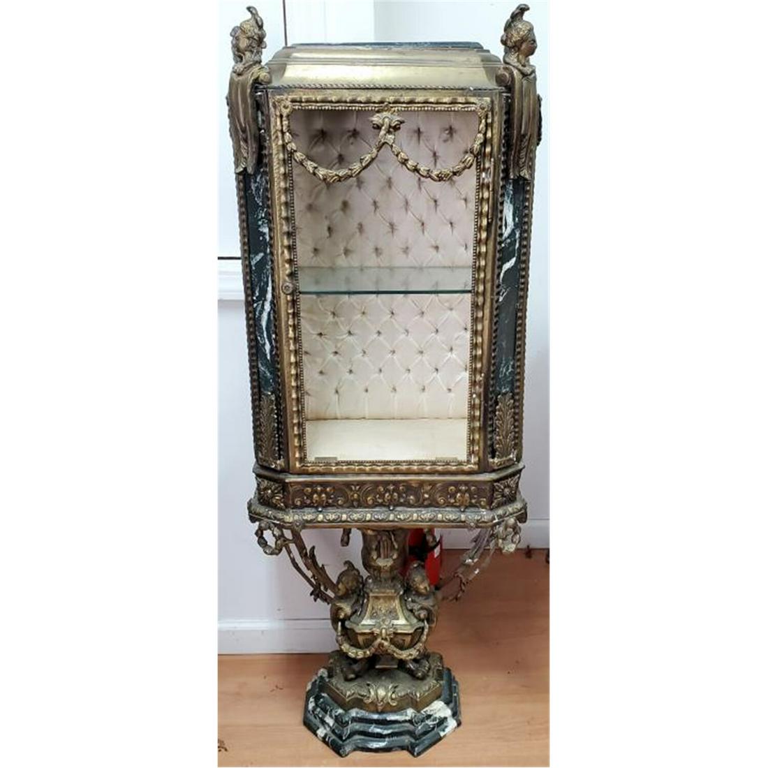Antique Ornate Bronze and Marble Display Cabinet (1 of 3)