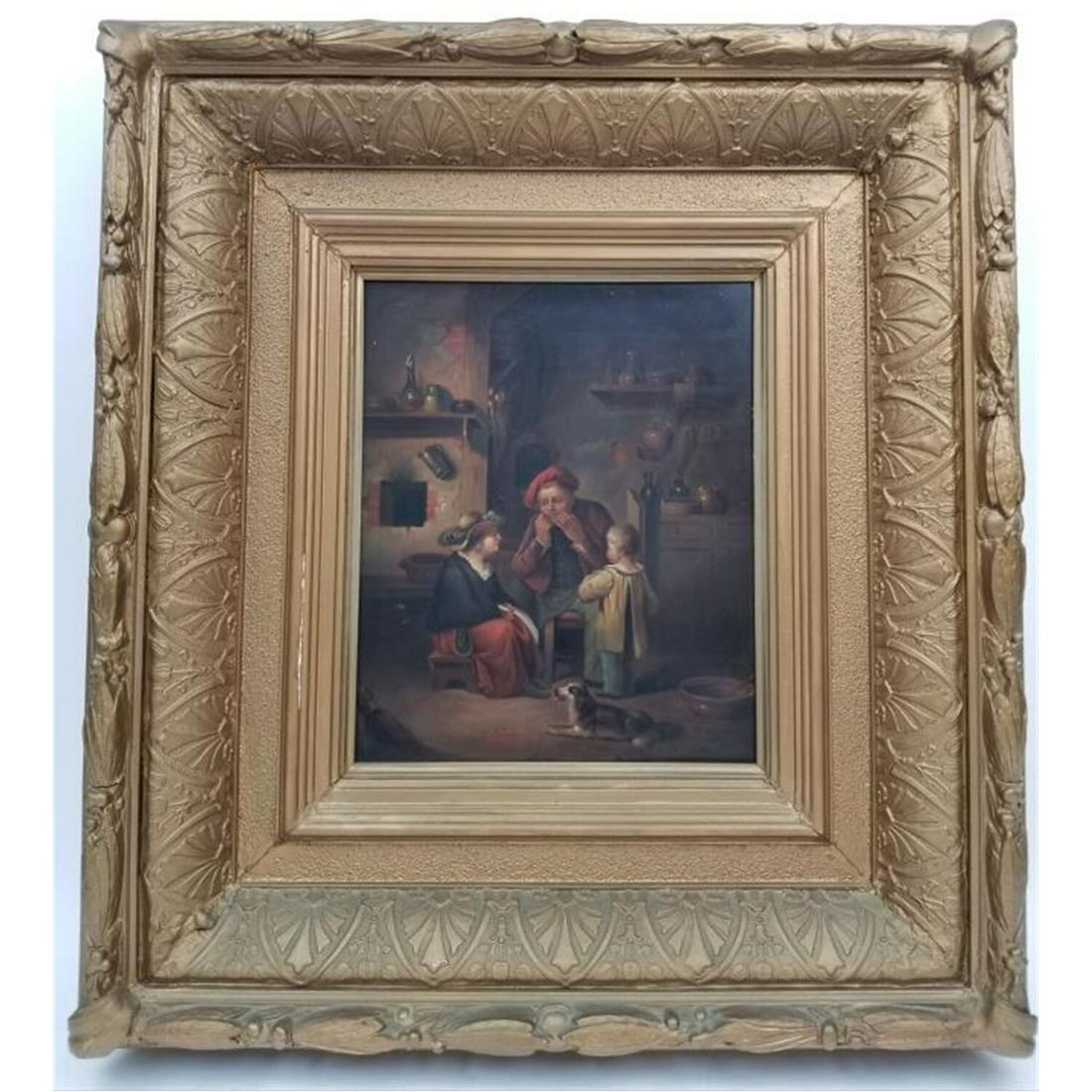 Exceptional Antique Painting, Oil on Tin (1 of 5)