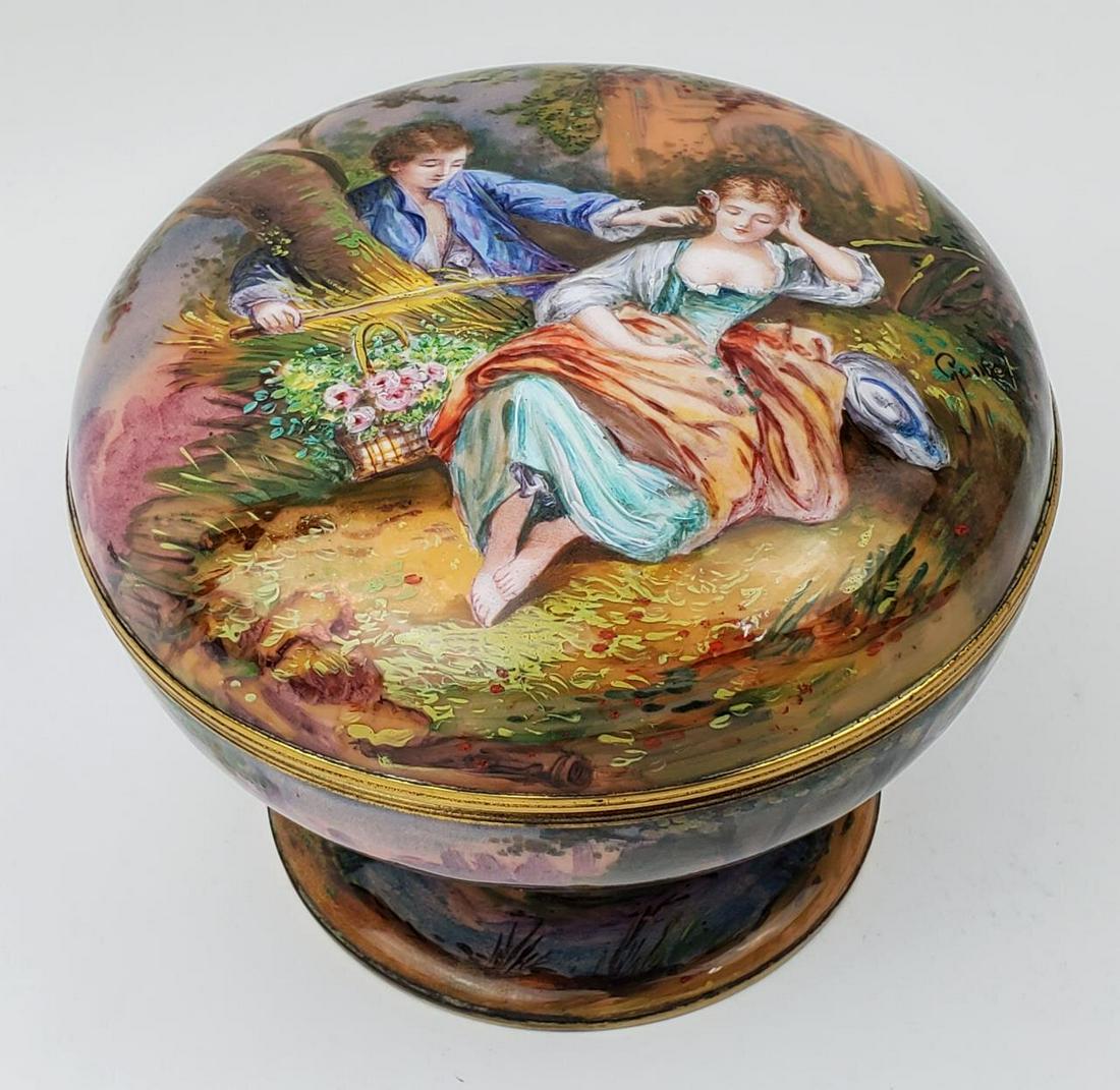 Antique Limoges Enamel Covered Box Signed (1 of 7)