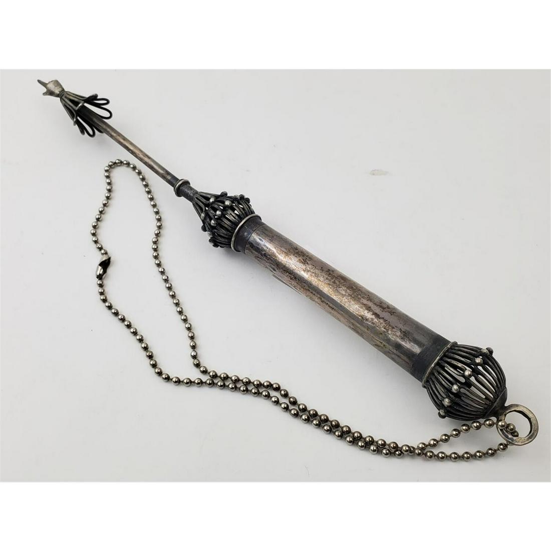 Judaica Russian Antique Silver Torah Pointer: Judaica Russian Antique Silver Torah Pointer. Condition: Generally Very Good. Dimensions: L: 10.5". Provenance: Lifetime Private Collection of Judaica. Please note the absence of a condition report do