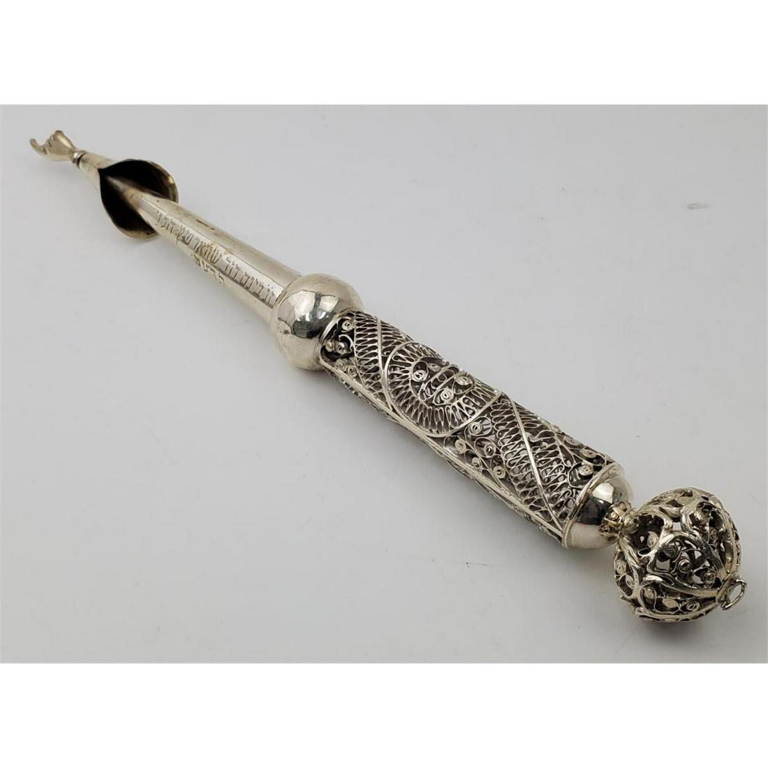 Judaica Lg. Russian Filigree Silver Torah Pointer (1 of 5)