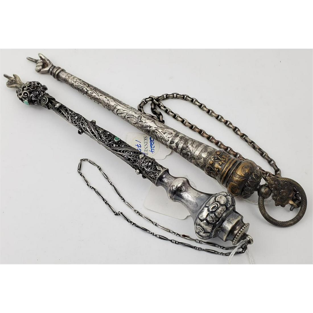 Two Judaica Silver Torah Pointers, One Filigree (1 of 3)