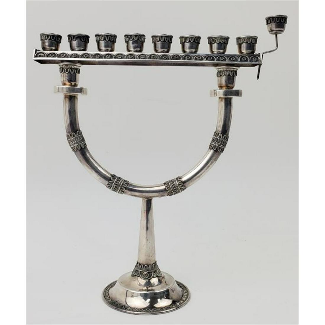 Judaica Bezalel Sterling Silver Hanukiah (1 of 4)