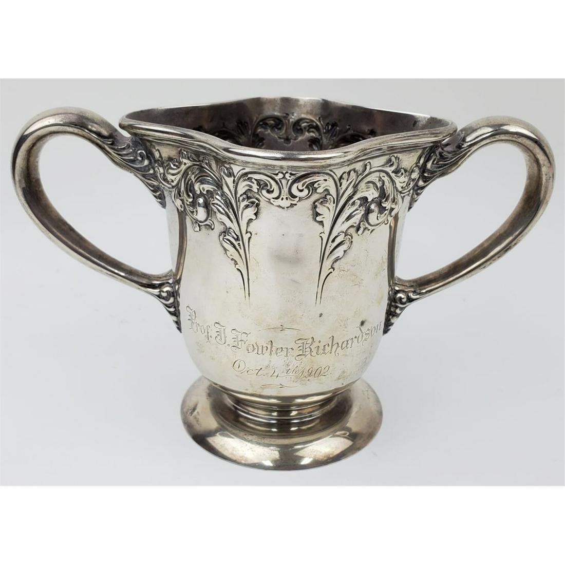 Judaica Antique Heavy Sterling Silver 2-Handle Cup (1 of 4)