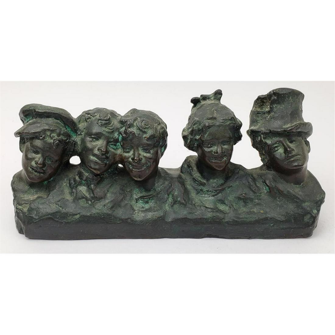 Antique Signed Bronze Figure of Five Faces, c1900 (1 of 4)