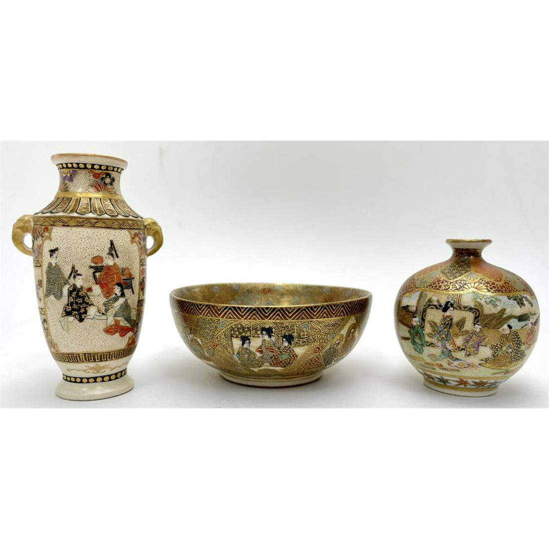 3 Antique Japanese Satsuma Porcelain Items (1 of 5)