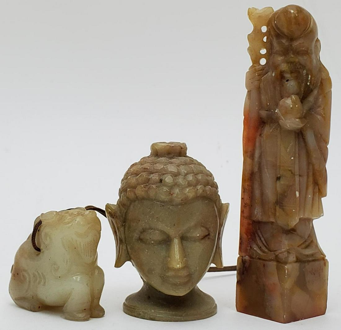 Lot of 3 Chinese Jade and Other Hardstone Items (1 of 4)