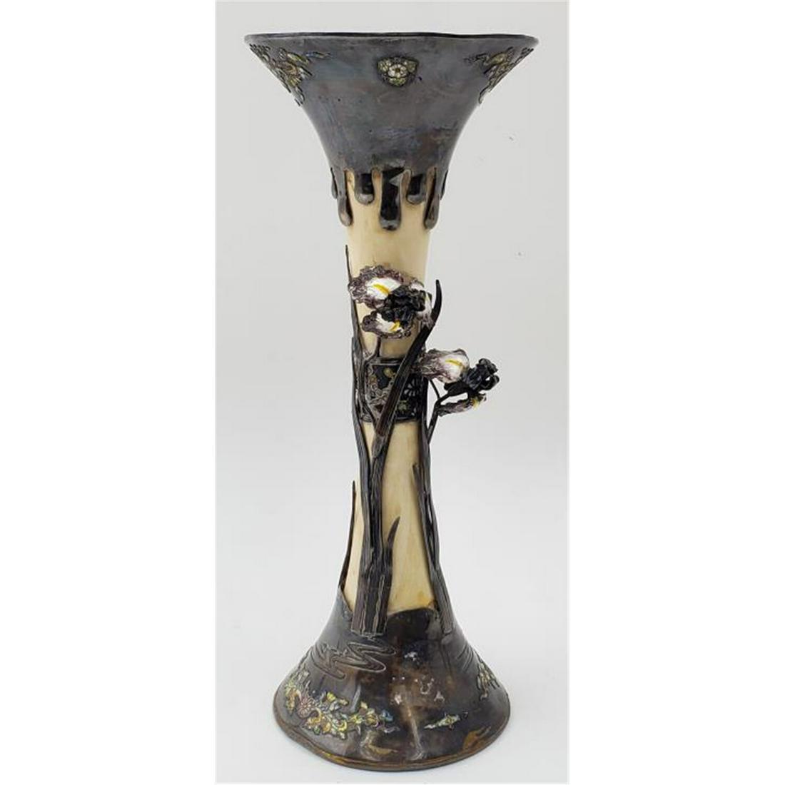 Antique Japanese Silver Mounted Shibayama Vase (1 of 6)