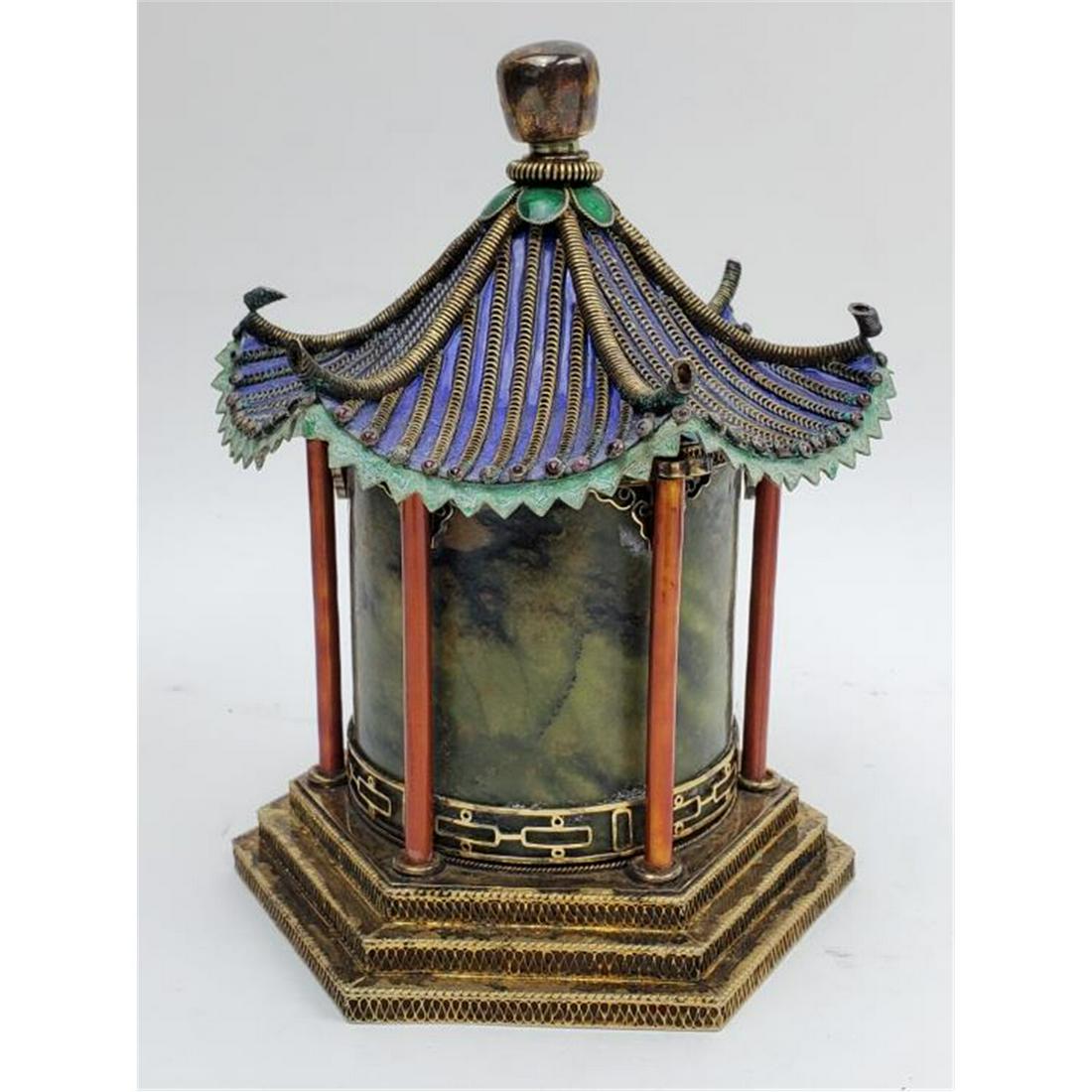 Chinese Gilt Enameled Silver and Jadeite Box (1 of 5)
