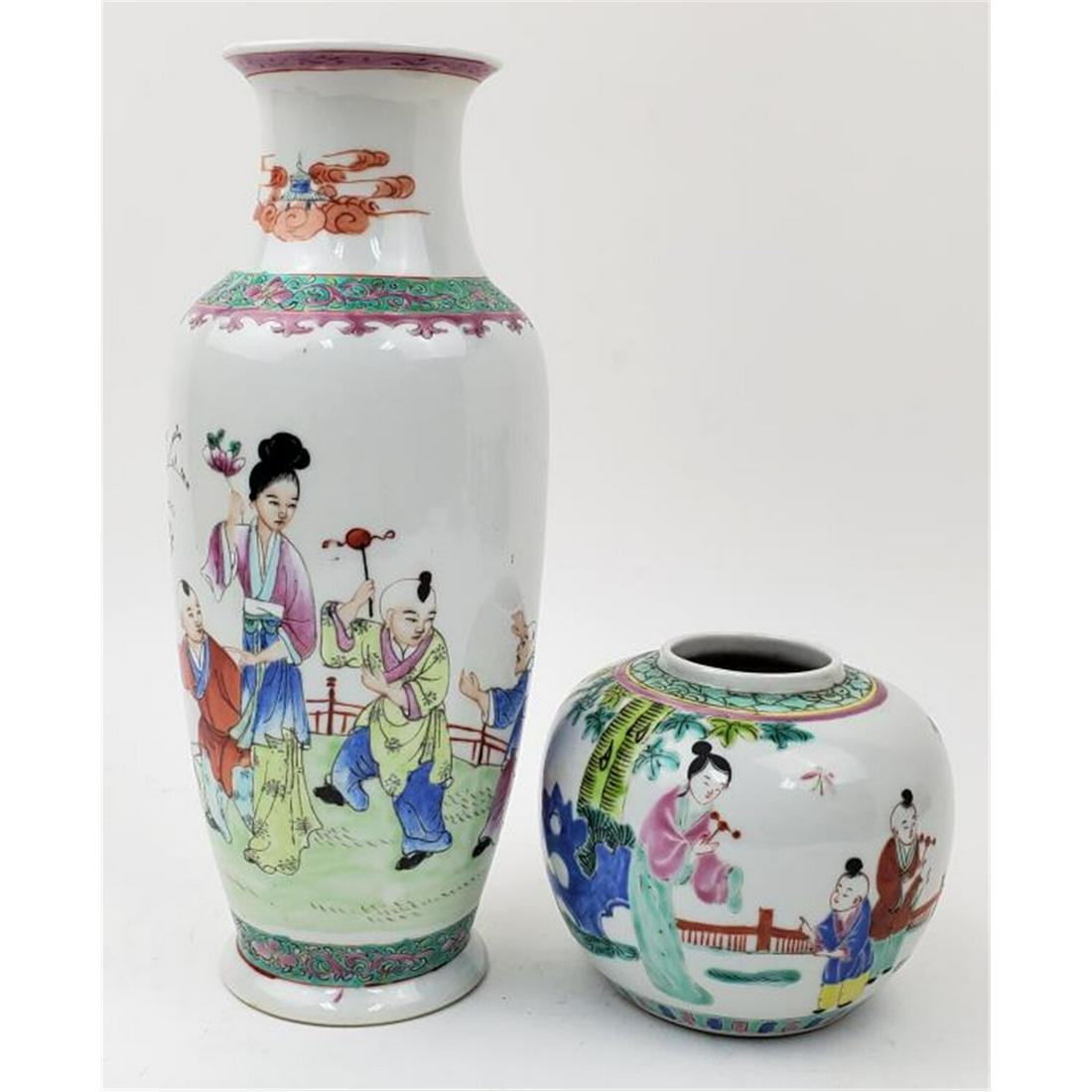 2 Chinese Famille Rose Hand Painted Porcelain Pcs. (1 of 5)
