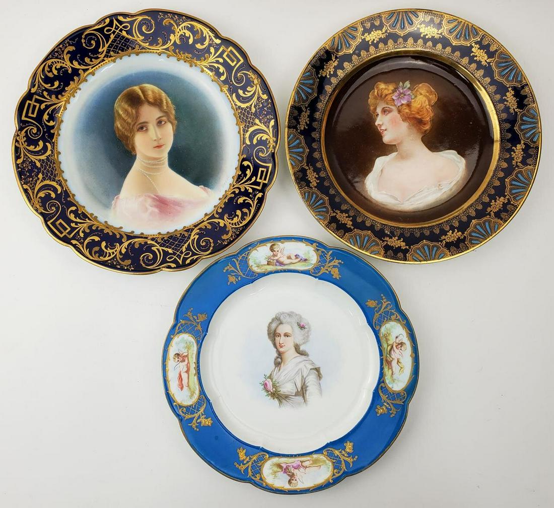 3 Antique Vienna Style Porcelain Portrait Plates (1 of 5)