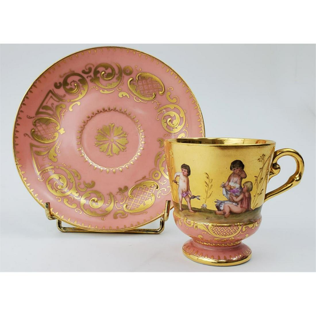 Royal Vienna Porcelain Hand Painted Cup & Saucer (1 of 6)