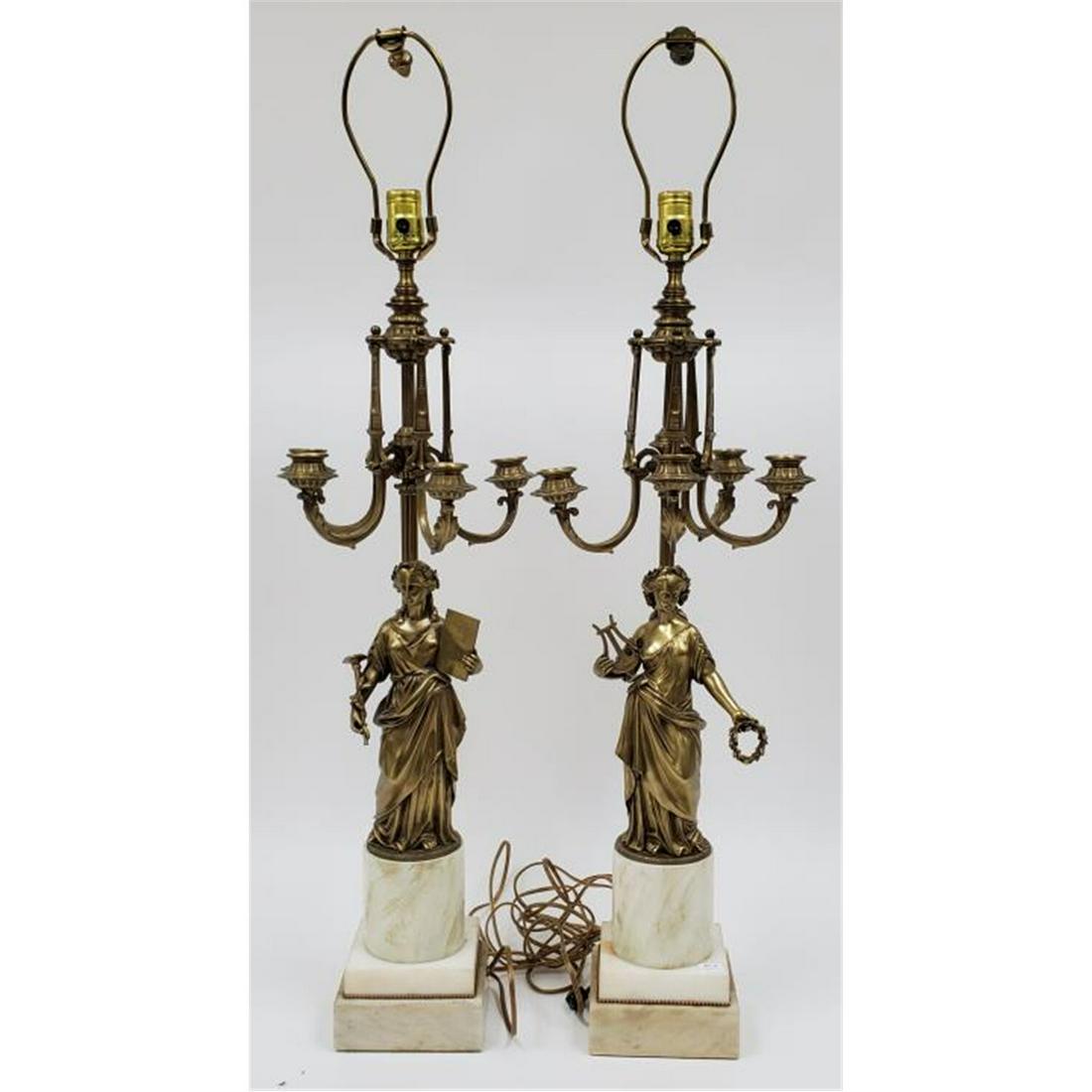 Pr. French Bronze Figural 4-Light Candelabras (1 of 6)