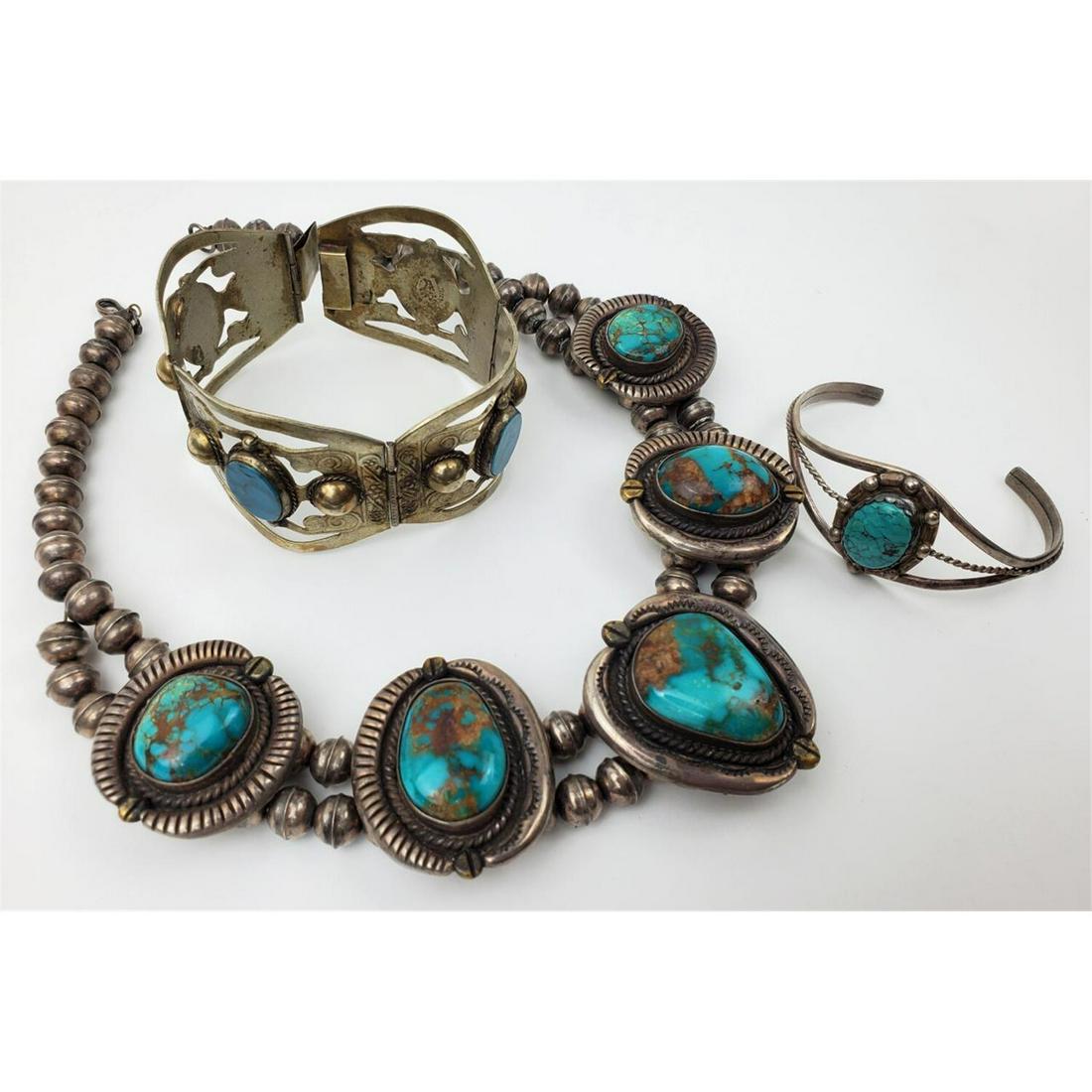 Lot of 3 Silver and Turquiose Jewelry Items (1 of 4)