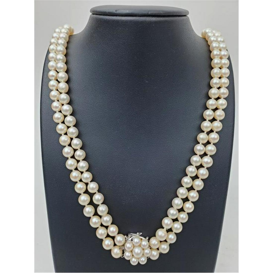 Cultured Pearl & 14K White Gold 2-Strand Necklace (1 of 5)