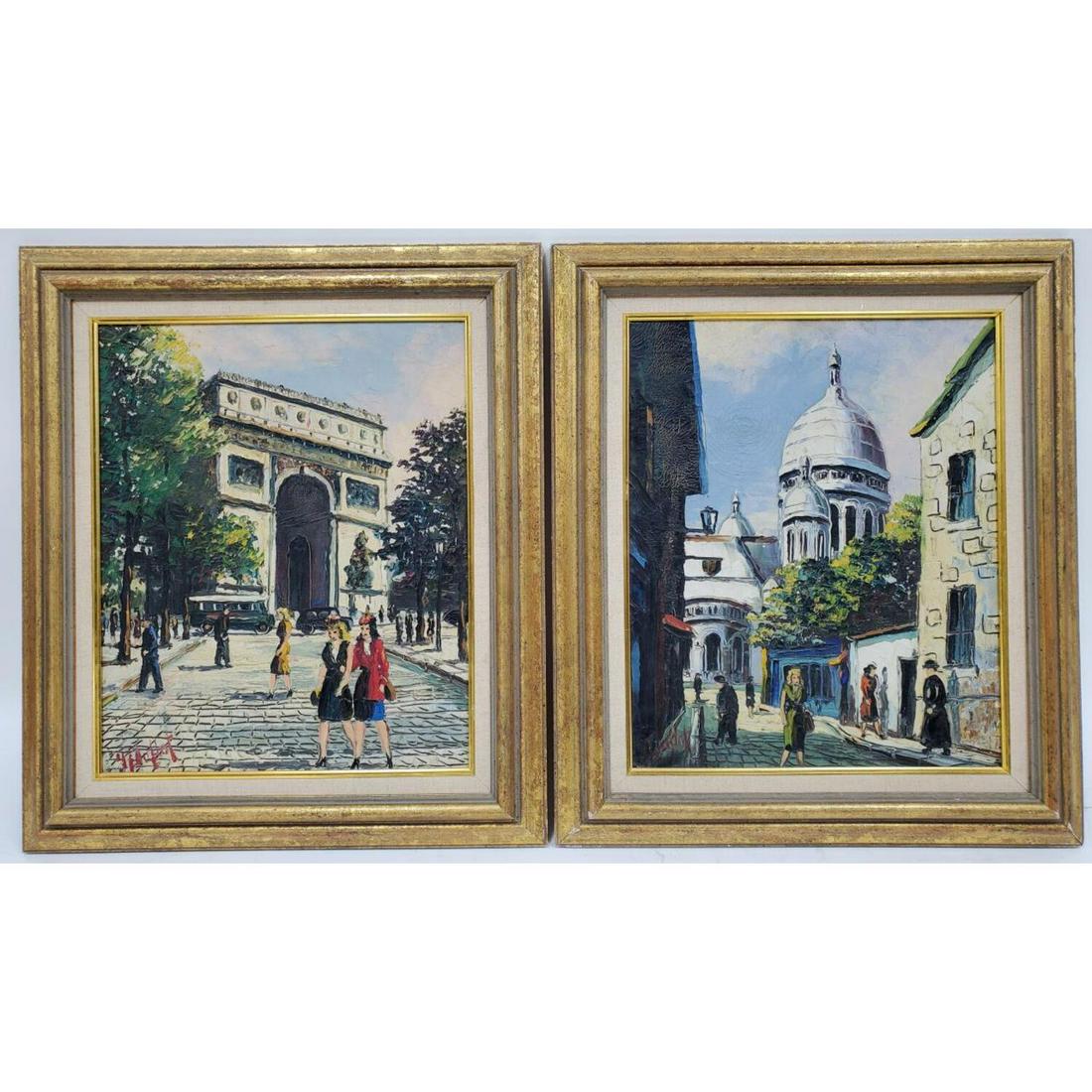 2 Signed Vintage Paris Street Scene Paintings (1 of 5)