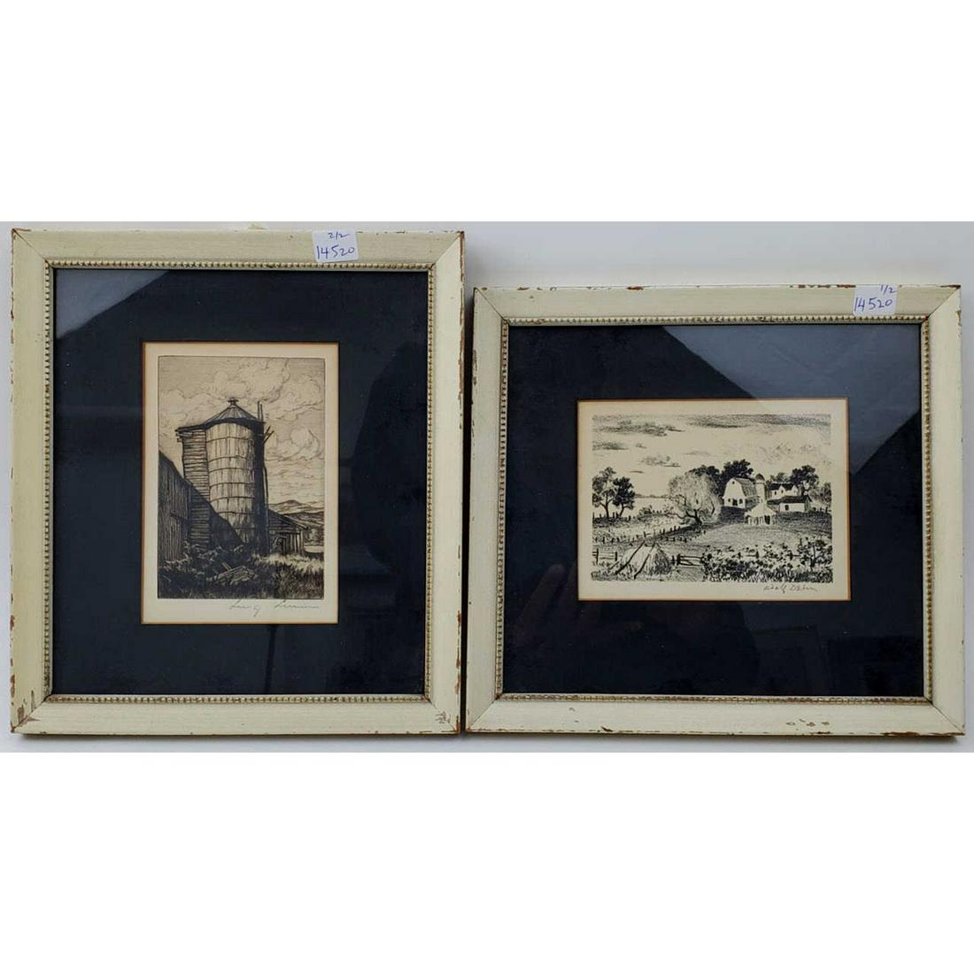 2 Original Old Etchings by Listed Artists. (1 of 3)