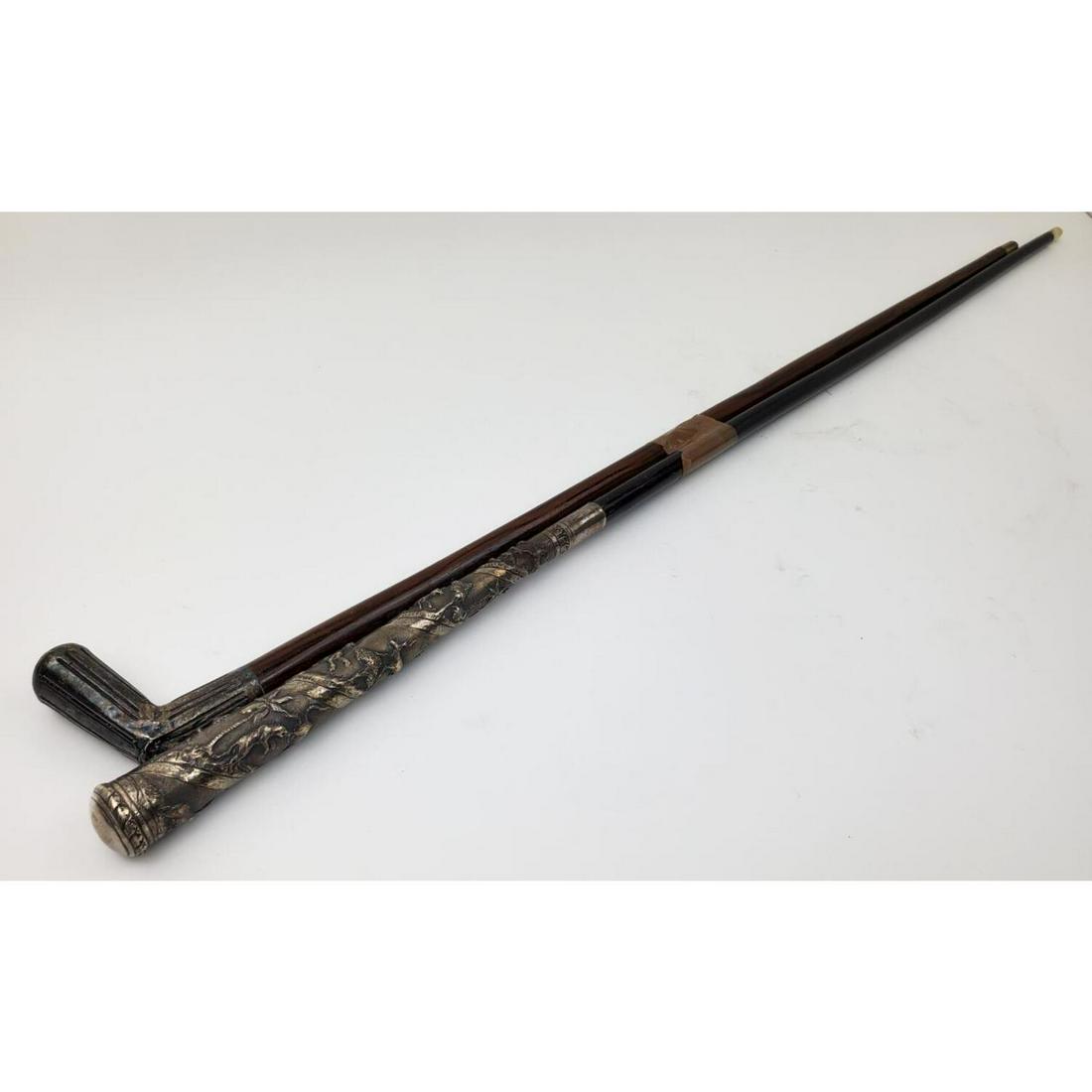 2 Antique Silver Handled Wood Canes (1 of 4)