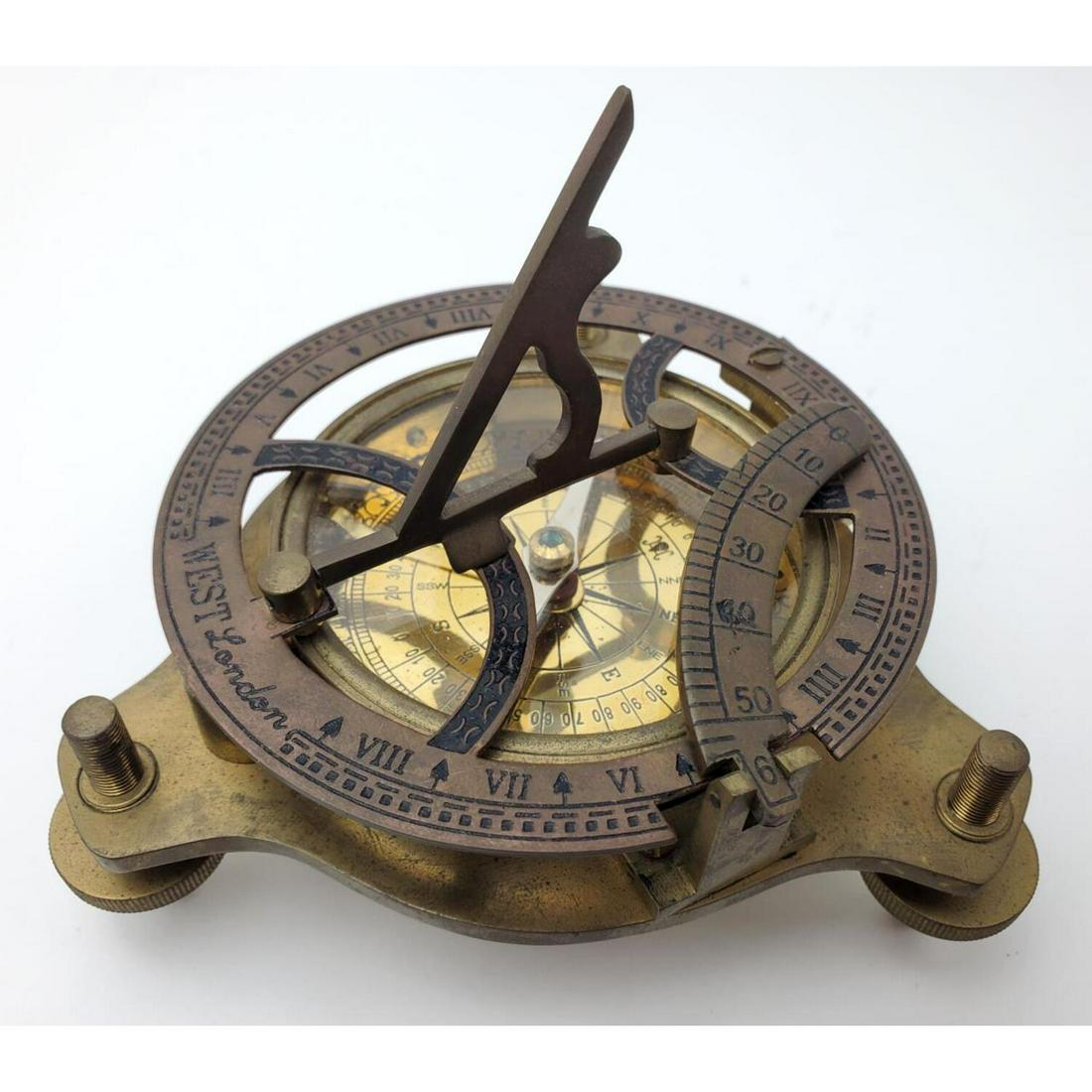 Old Large Brass Surveyor's Compass on 3 Feet (1 of 5)