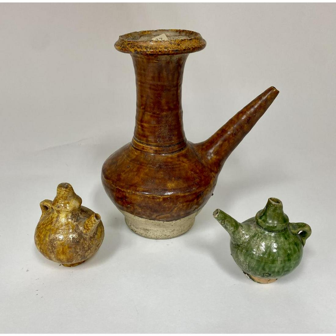 3 Ancient Persian Glazed Pottery Items (1 of 9)
