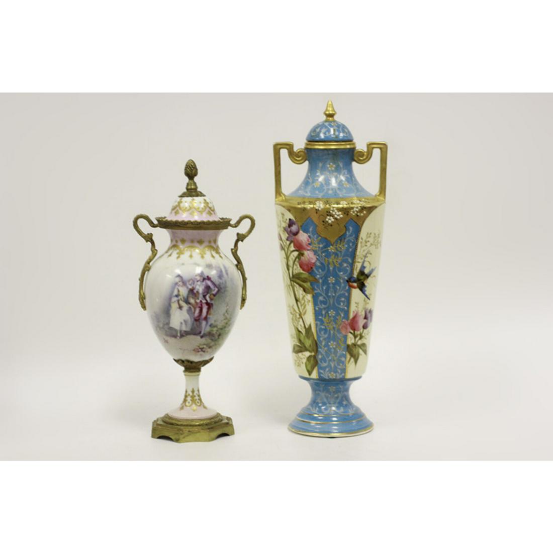 Two 19thc 2 Handle Continental Covered Vases (1 of 14)
