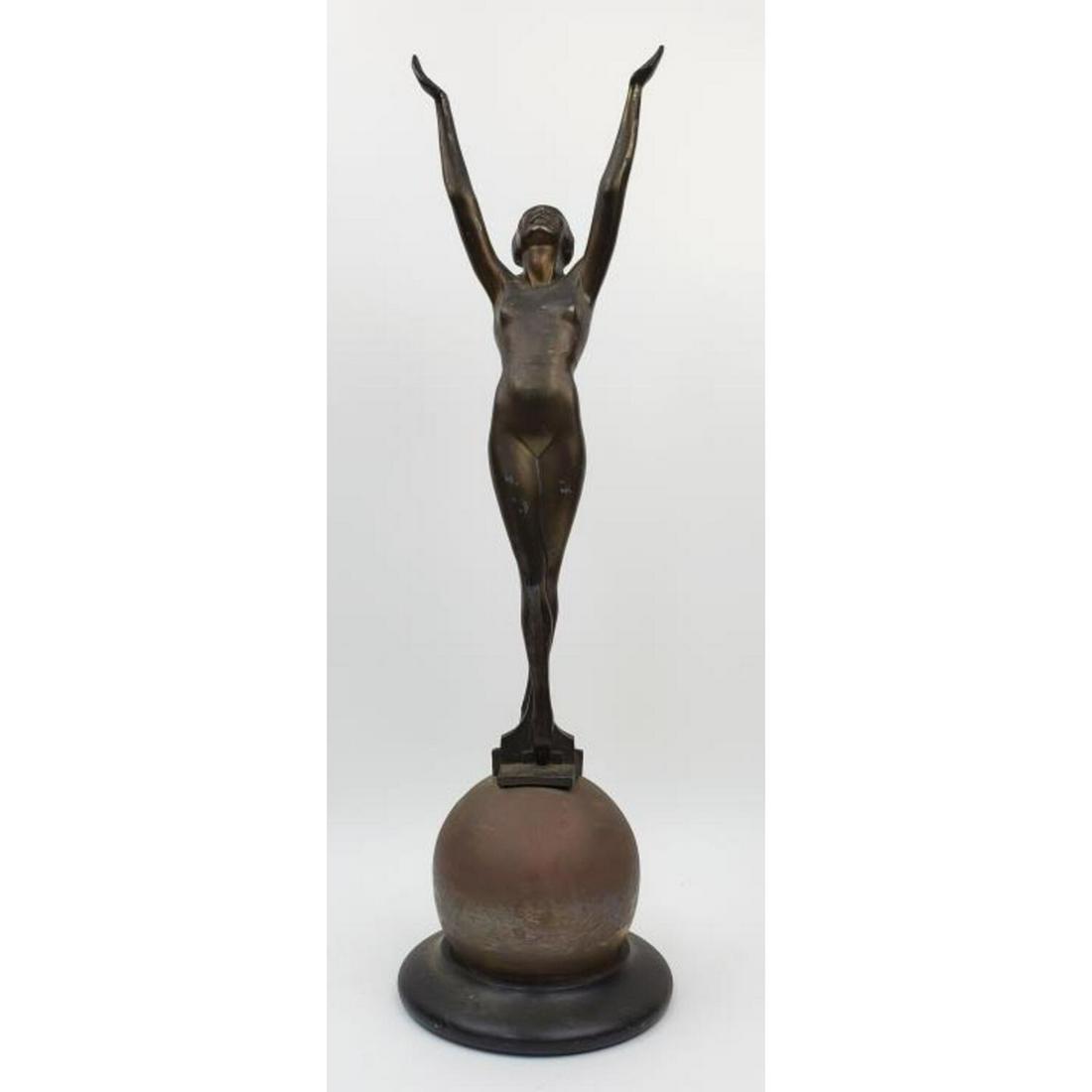 Art Deco White Metal Figure on Wood Base (1 of 5)