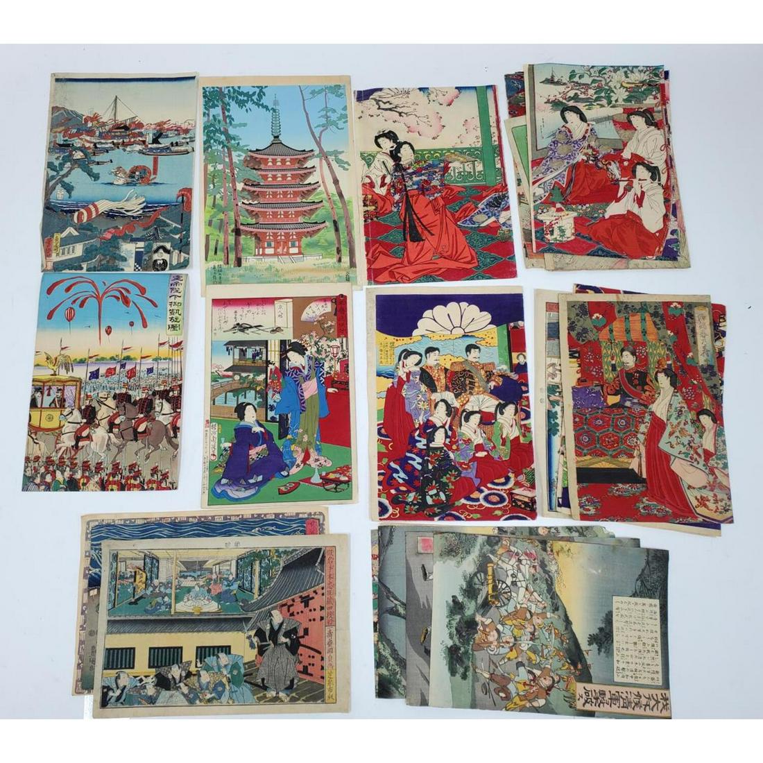 23 Japanese Meiji Woodblock Ukiyo-e Prints (1 of 7)