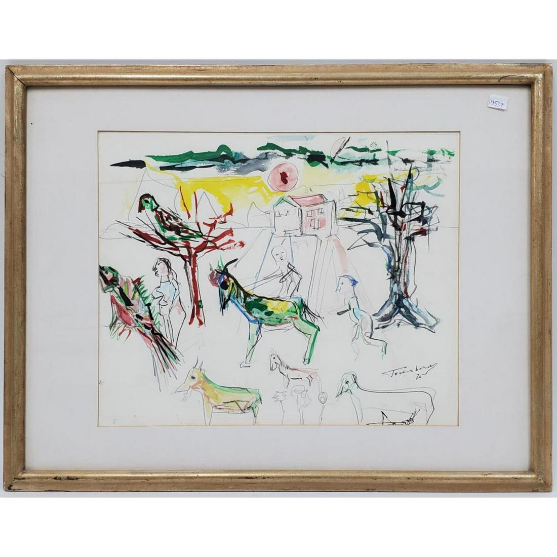 Nahum Tschacbasov, Painting Watercolor & Oil Paper (1 of 3)