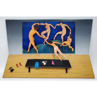 Roark Gourley Sculpture Resin, wood & Epoxy 1995.: Roark Gourley ( American Born 1949 ) Resin, Wood & Epoxy Wall Sculpture. Signed lower Right and Numbered 24 / 90 on the lower left. "The Dance After Henri Matisse" Circa 1995.Condition: Appears to