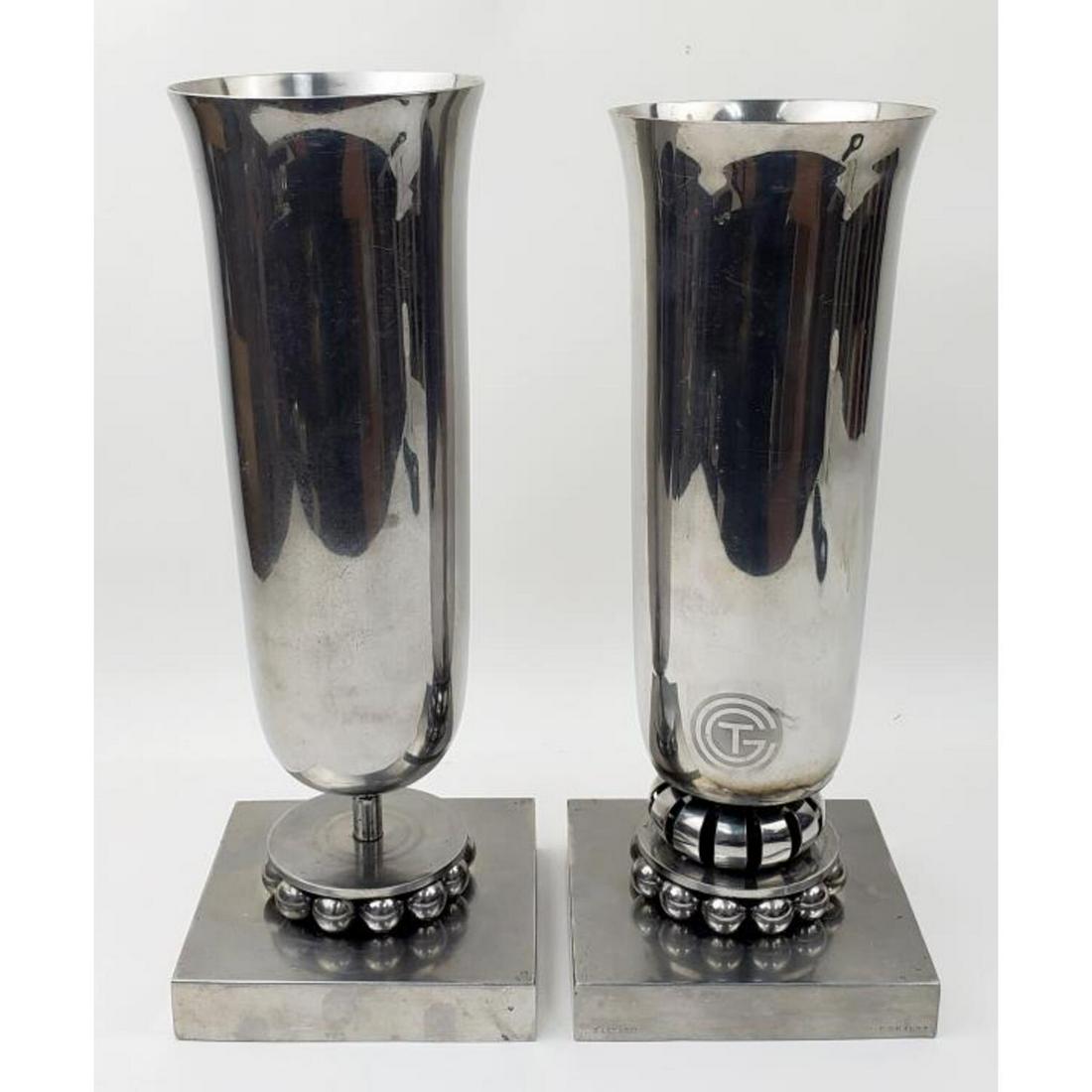 Edgar Brandt & Georges Bastard Pair Vases 1935 (1 of 8)