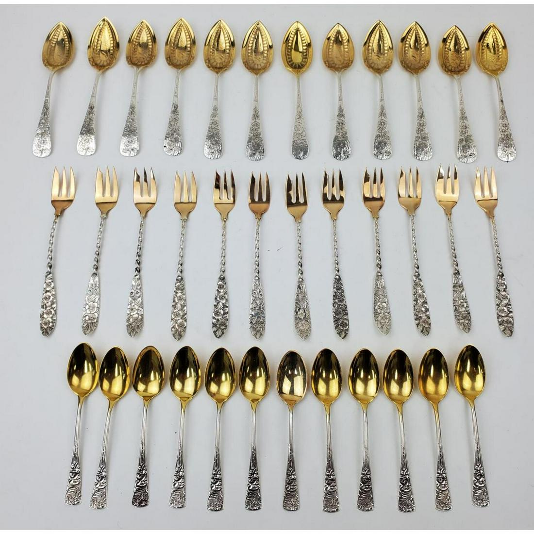 36 Piece Sterling Silver and Gold Flatware (1 of 3)