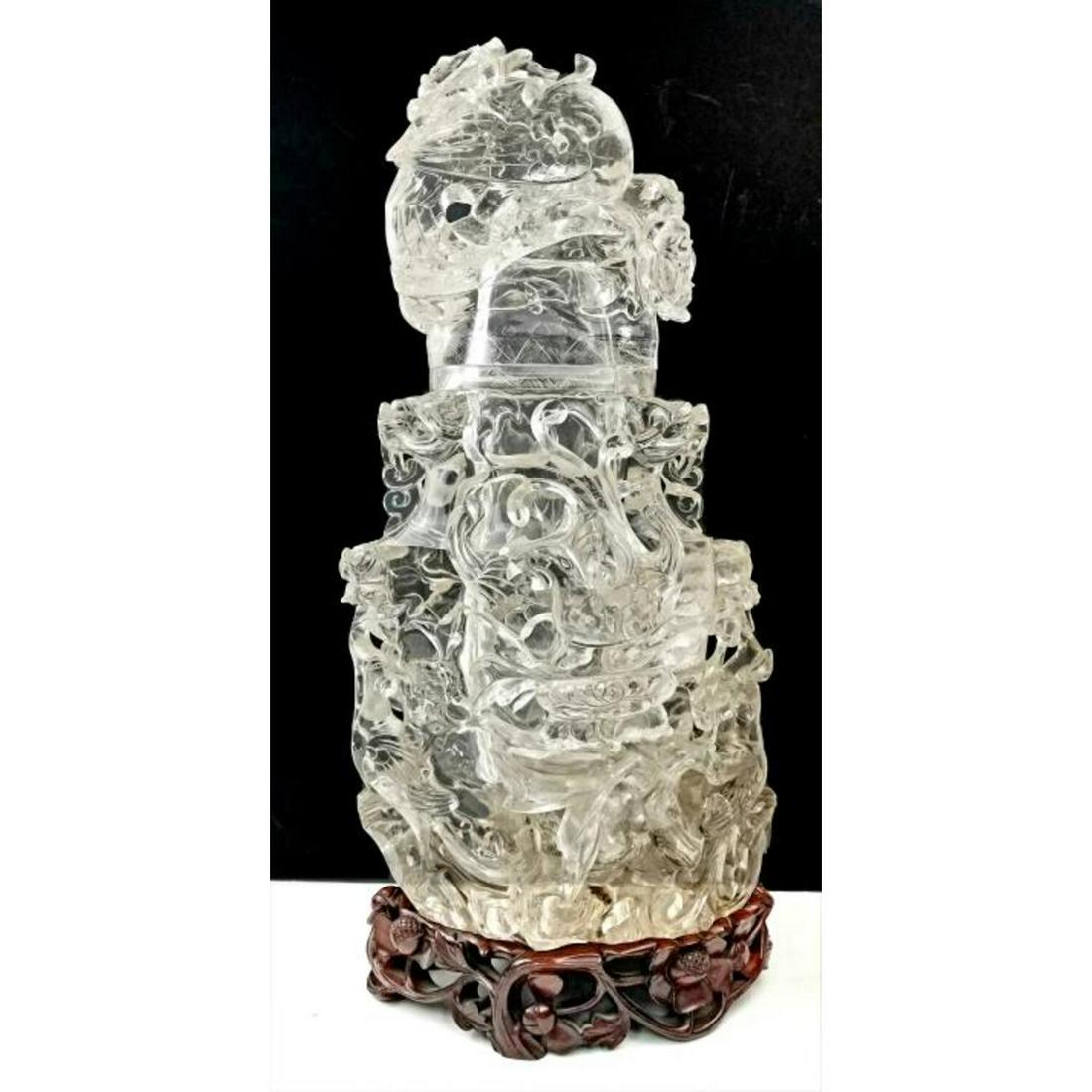 Exceptional Large Chinese Carved Rock Crystal Vase (1 of 5)