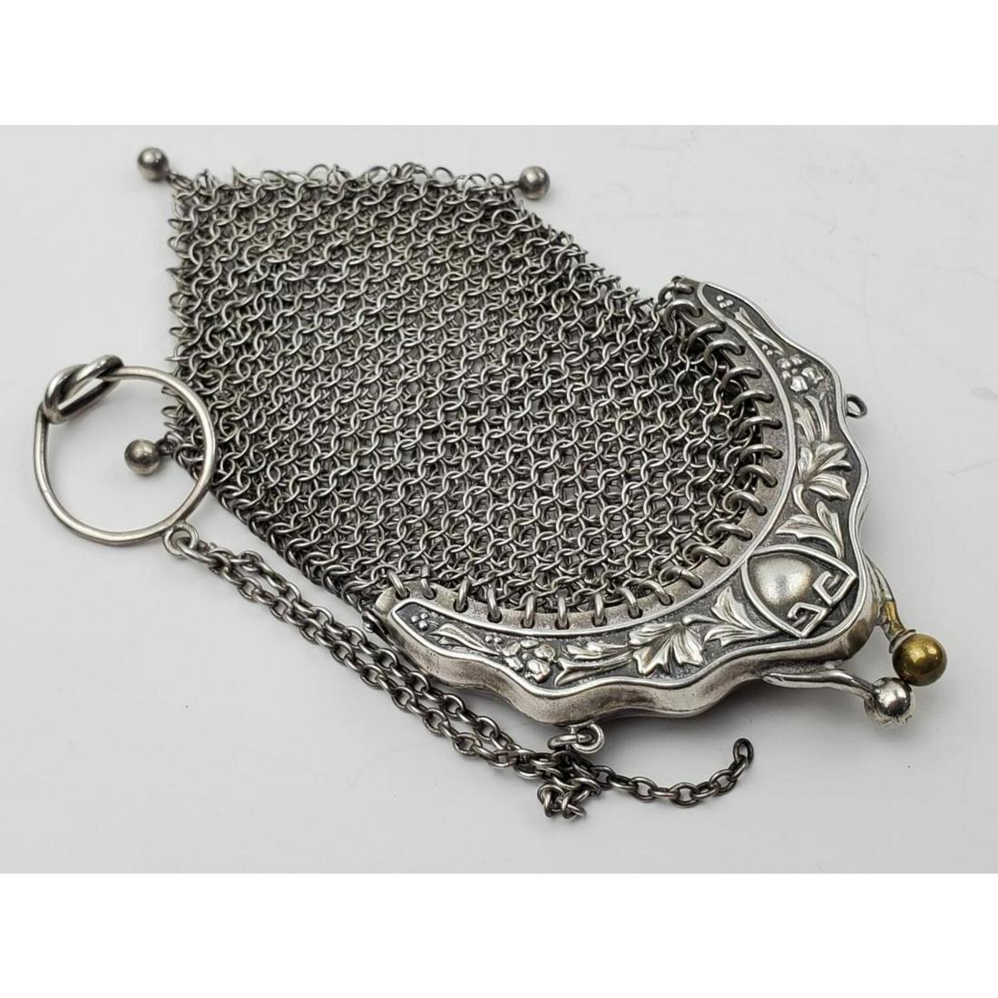 French Sterling Silver Chatelaine Mesh Coin Purse (1 of 4)