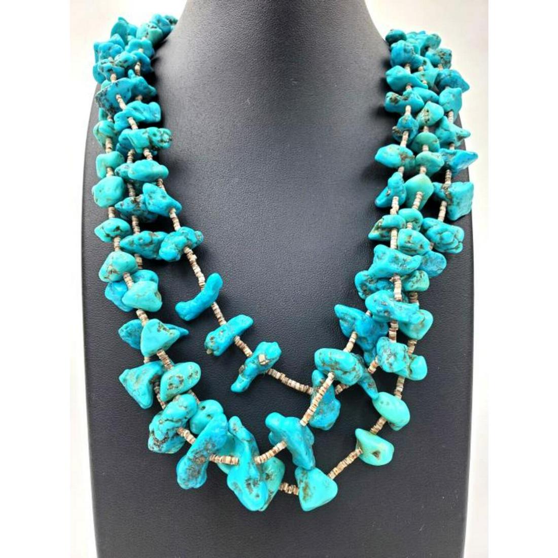 Native American 6 Stand Turquoise Beaded Necklace (1 of 3)