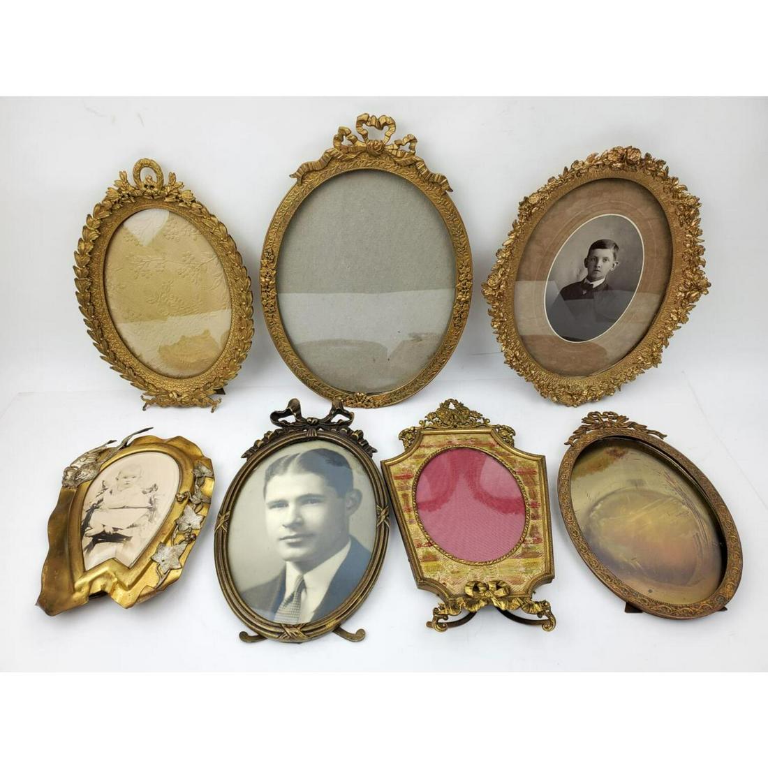 7 Antique Oval Shape Easel Back Picture Frames (1 of 5)