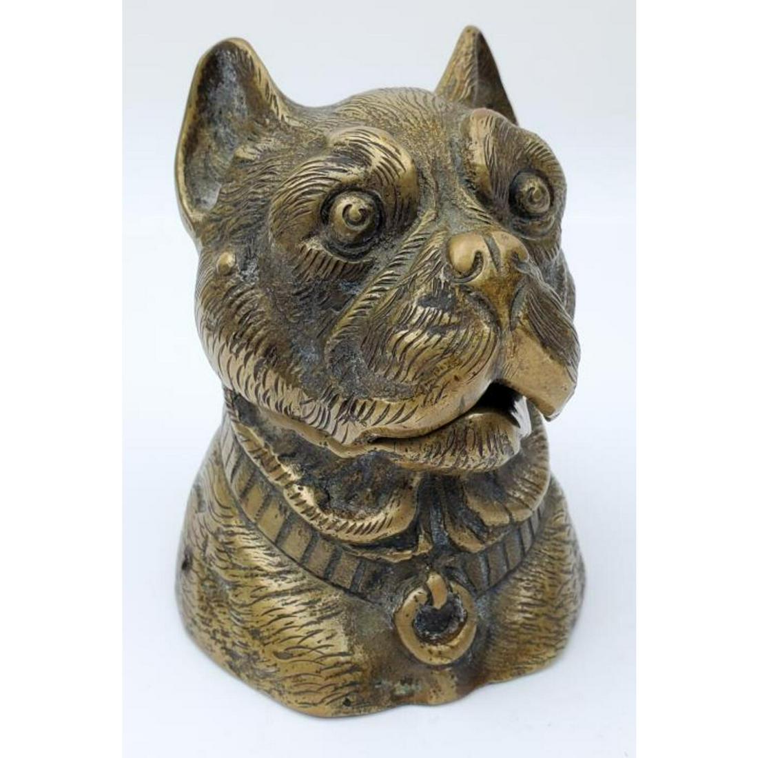 Antique Bronze Inkwell in the Shape of a Dog (1 of 3)
