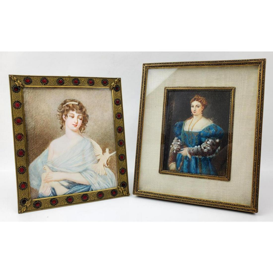 2 Antique Painted Miniatures in Original Frames (1 of 3)