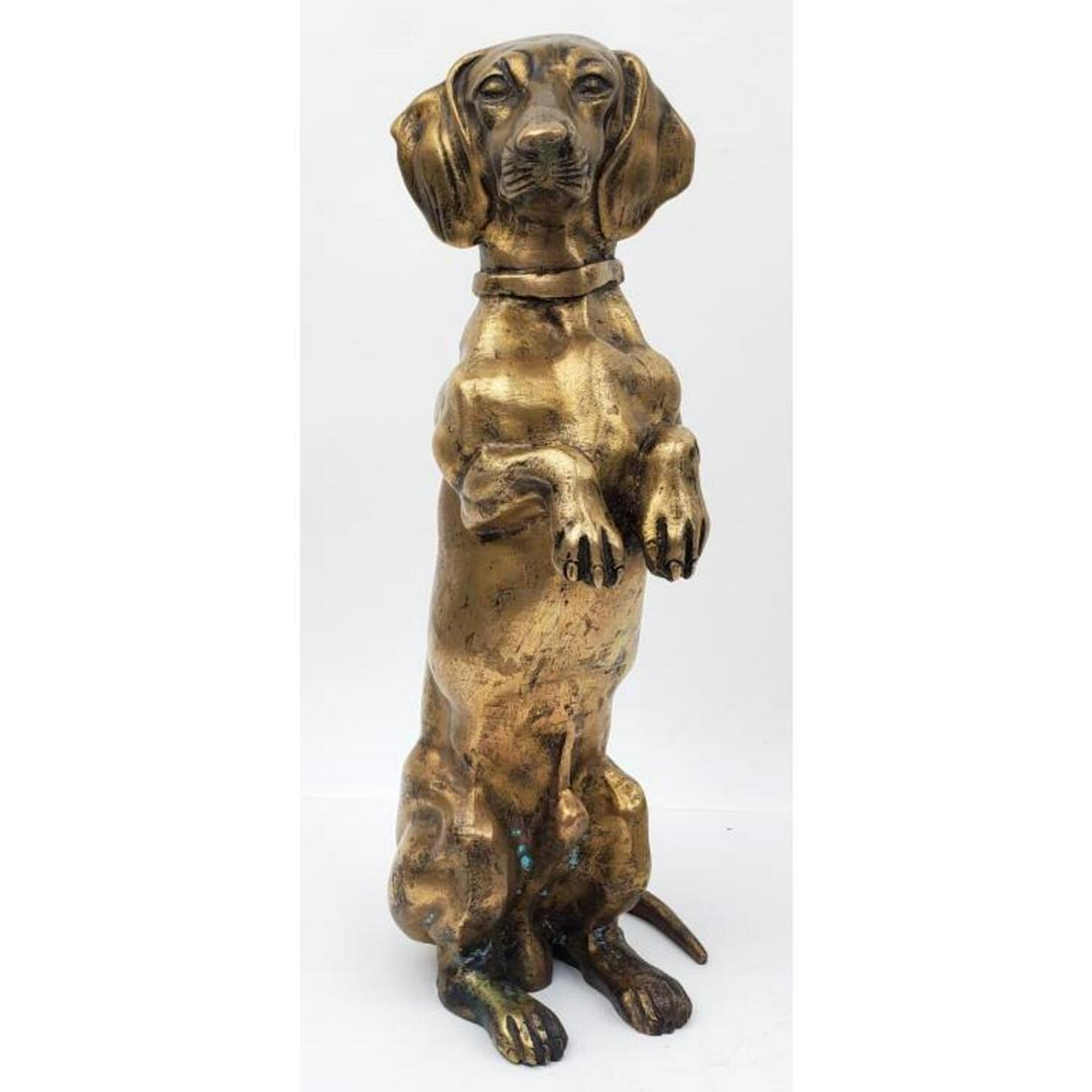 Antique Bronze Figure of Obedient Dachshund (1 of 4)