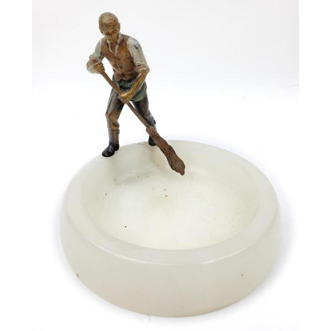 Art Deco Austrian Cold Painted Bronze Man Sweeping (1 of 4)