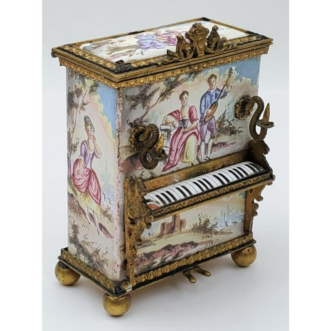 Austrian Viennese Enamel Miniature Piano Shape Box (1 of 3)