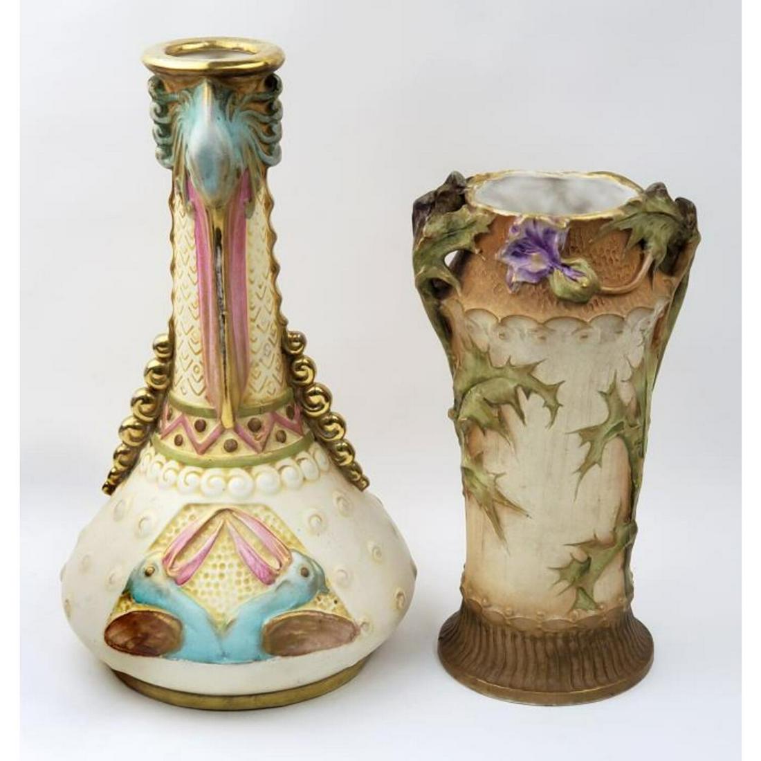 2 Austrian Amphora Art Nouveau Porcelain Vases (1 of 6)