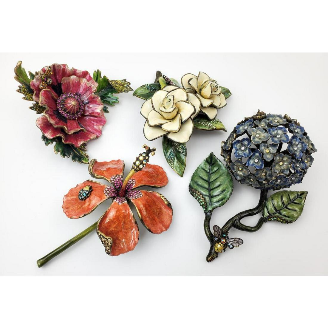 Jay Strongwater Lot of 4 Various Enameled Flowers. (1 of 7)