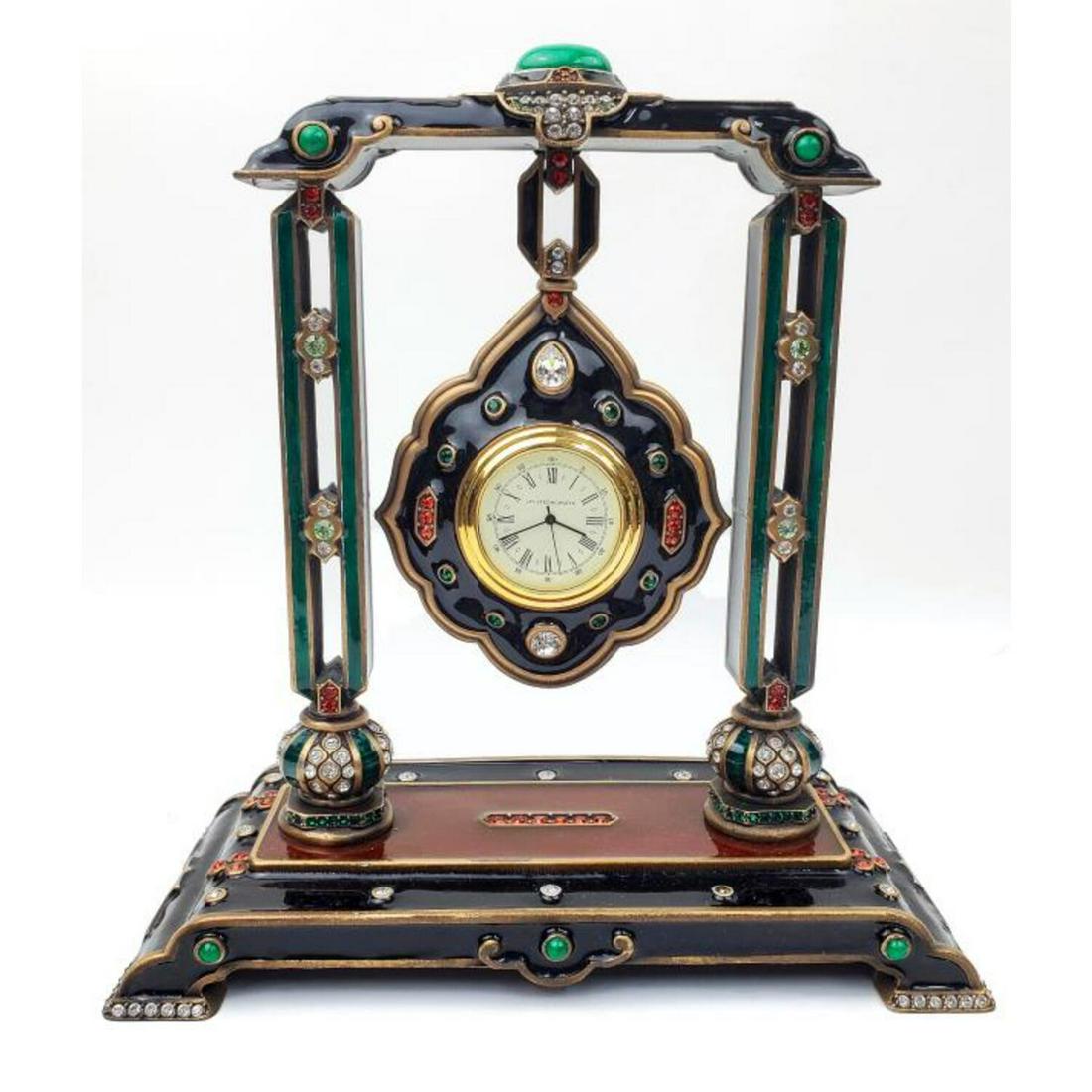 Rare Jay Strongwater Enameled Clock with Crystals. (1 of 9)
