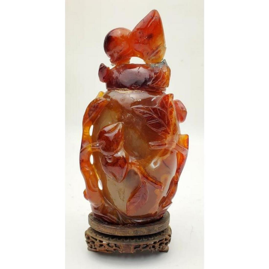 Antique Chinese Carved Agate Covered Vase (1 of 3)