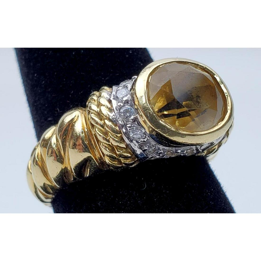 18K Gold Citrine Diamond Ring (1 of 4)
