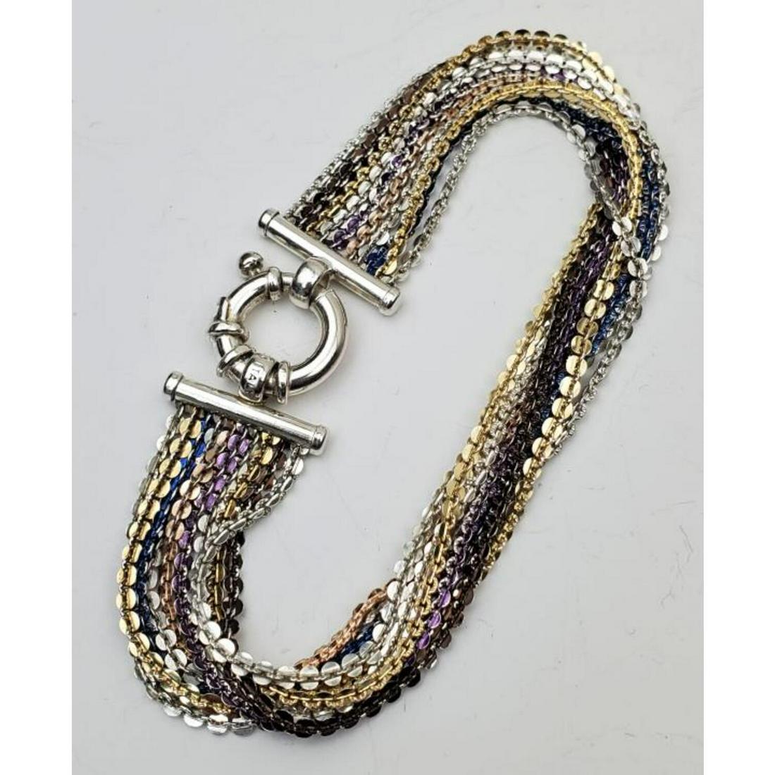 Italian Multicolored Sterling Silver Bracelet (1 of 3)