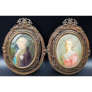 2 Antique Miniature Hand Painted Portrait Plaques: 2 Antique Miniature Hand Painted and Signed Portrait Plaques. In Original Frames Under Glass. Condition: Generally Very Good. Dimensions: Sight- 3.5" x 2.75" Frame- 5.5" x 4.5". Provenance: From a